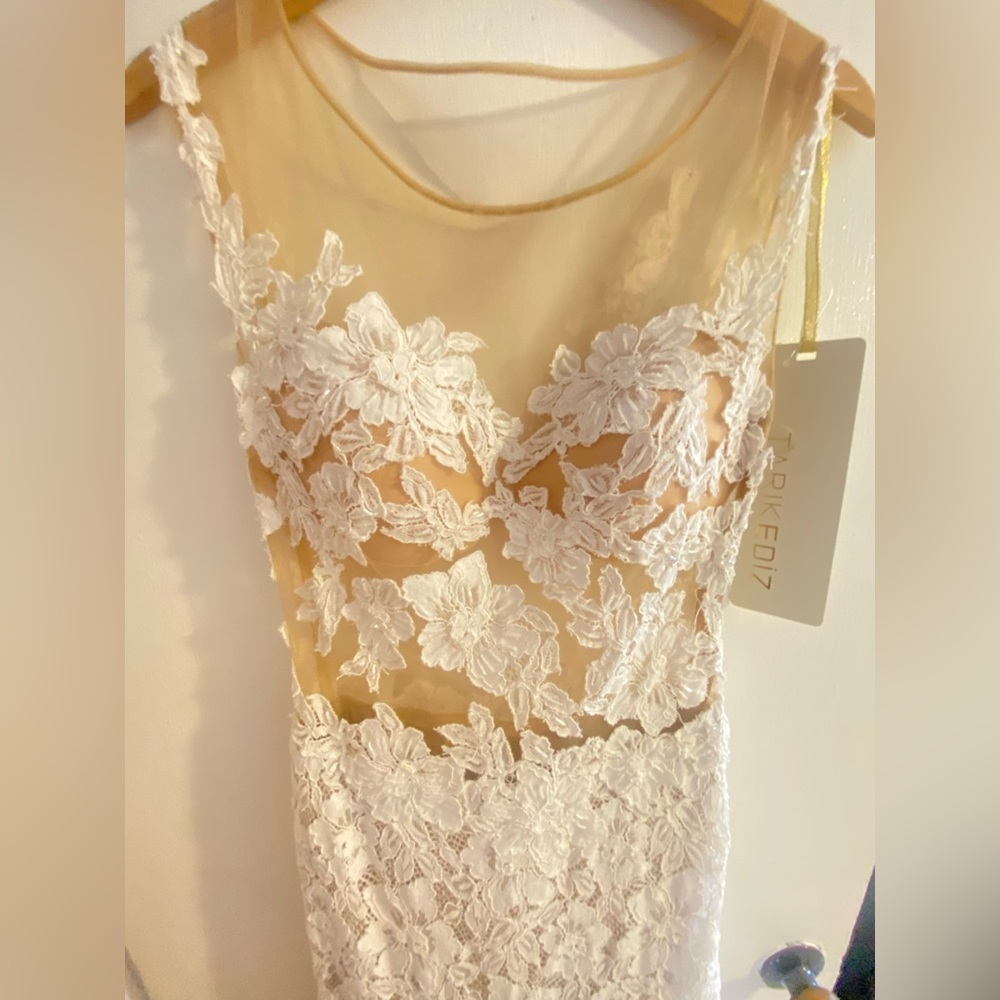 Beautiful wedding gown with long train
